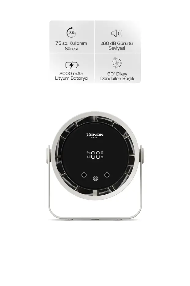 Taşınabilir Masaüstü Fanı | 100 Kademe Kontrol, Şarjlı, Dokunmatik Ekran, 2000mAh, USB-C (X6113) Taşınabilir Masaüstü Fanı | 100 Kademe Kontrol, Şarjlı, Dokunmatik Ekran, 2000mAh, USB-C (X6113)